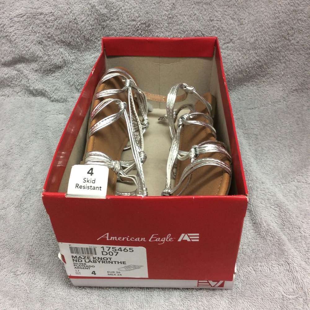 Silver American Eagle Girls Sandals size 4